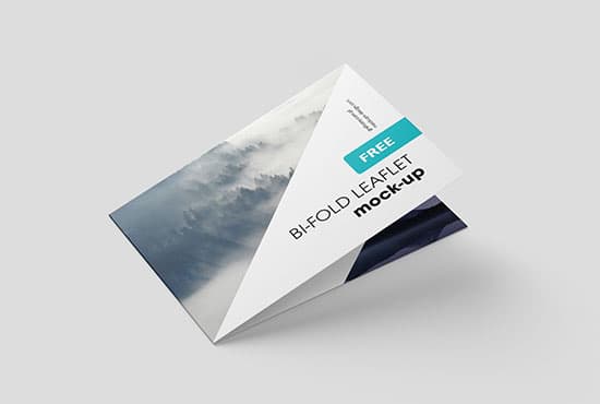Horizontal bi-fold leaflet mockup