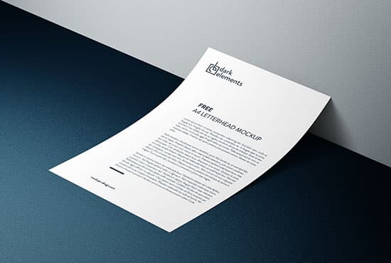 Dark Elements / A4 Letterhead Mockup