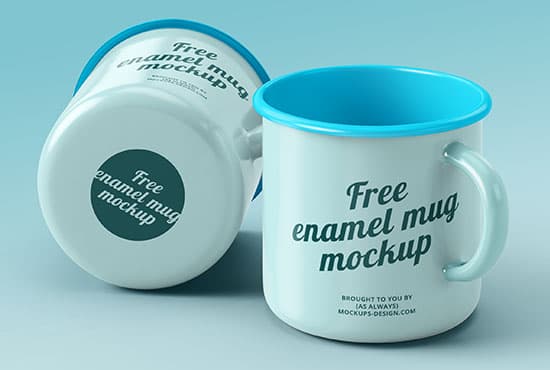 Free enamel mugs mockup