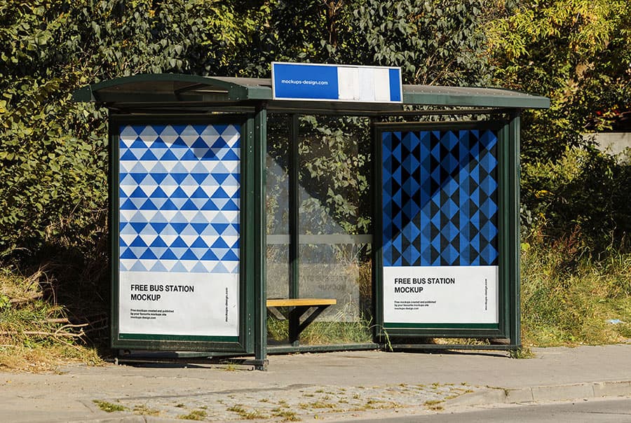 Free bus stop mockup