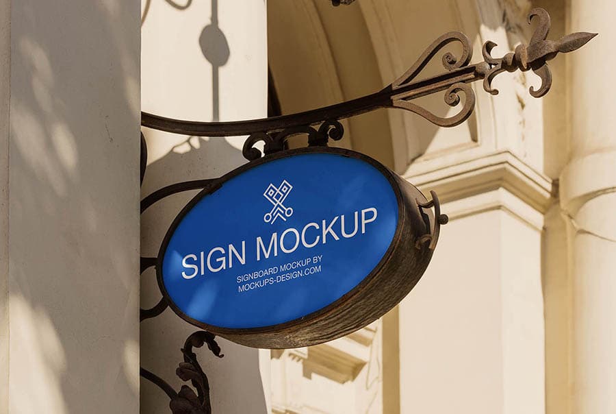 Vintage elliptical signboard mockup