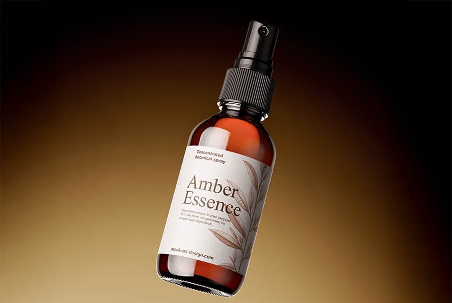 Amber glass spray bottle mockup