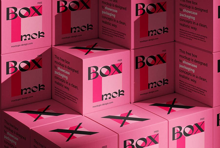 Clean stacked box mockup