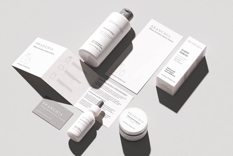 Cosmetic brand identity scene mockup