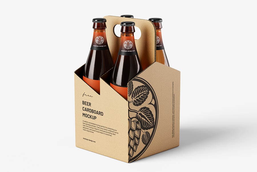 Craft-style beer carrier mockup