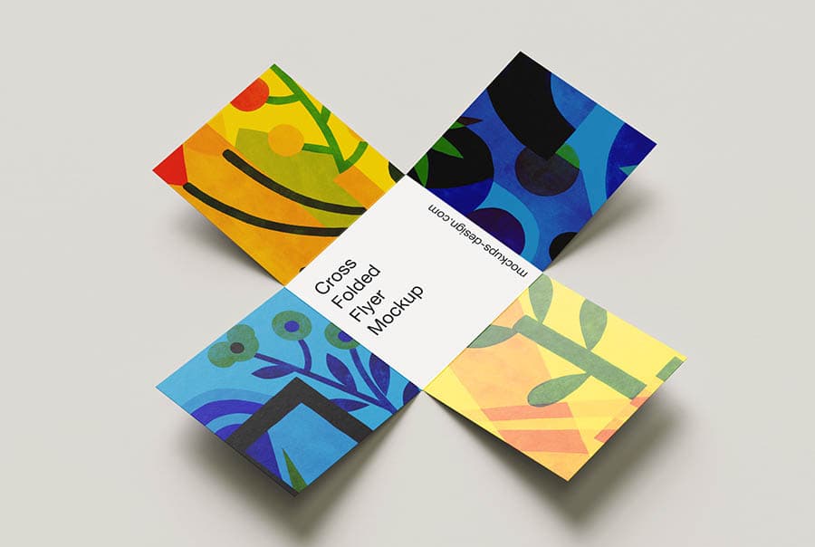 Cross folded flyer mockup