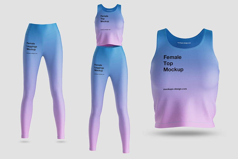 Female top and leggings mockup
