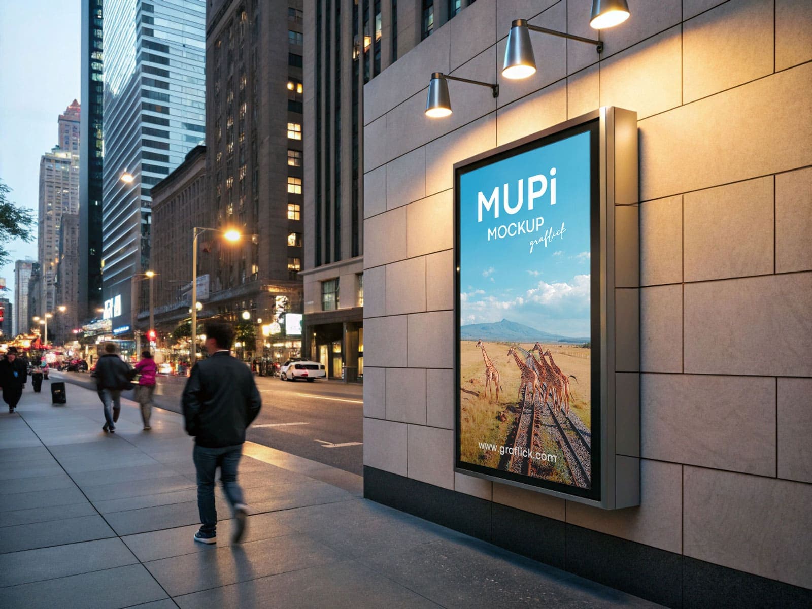 Free Digital Poster Lightbox Mupi Mockup PSD