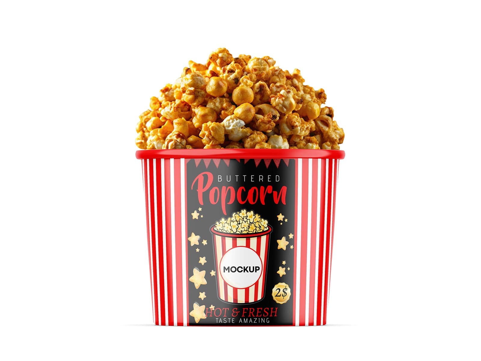 Free popcorn tub mockup