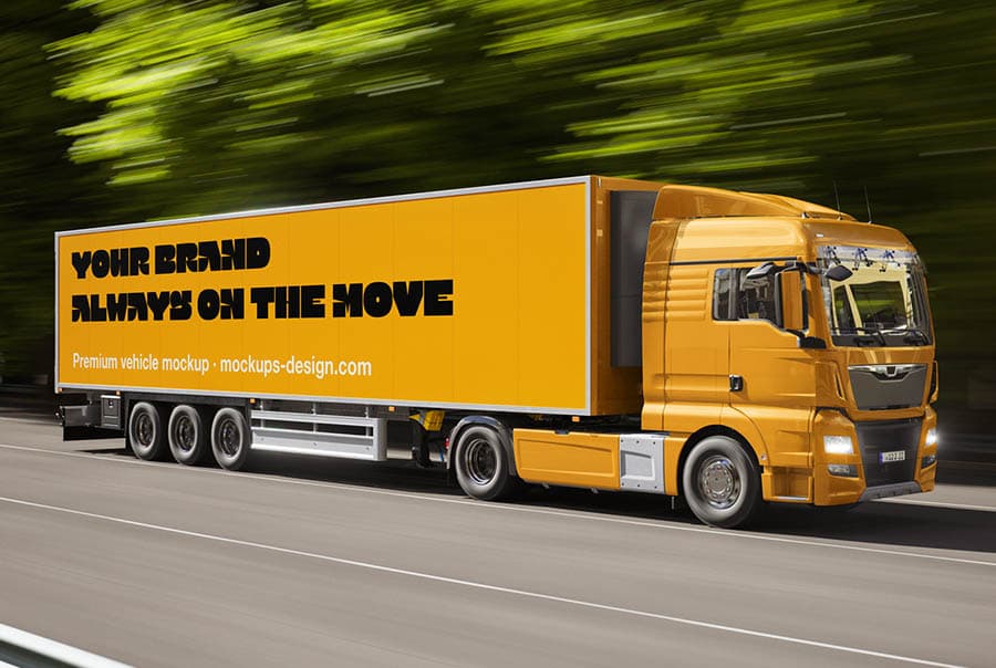 Highway semi-truck trailer mockup