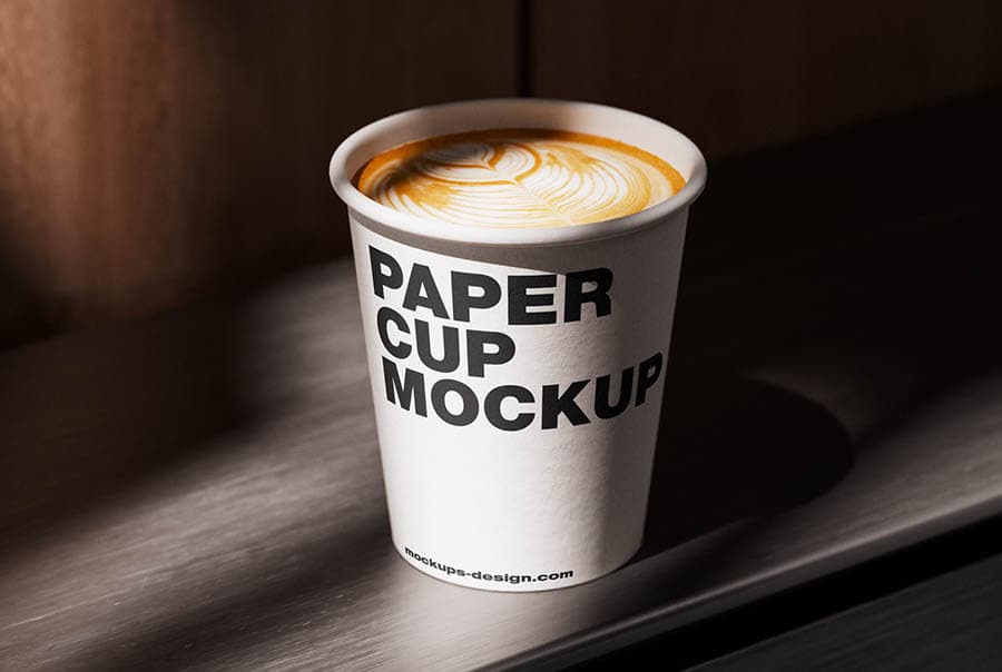 Lidless paper coffee cup mockup