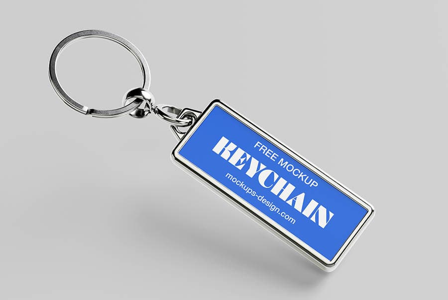 Metallic rectangle keychain mockup
