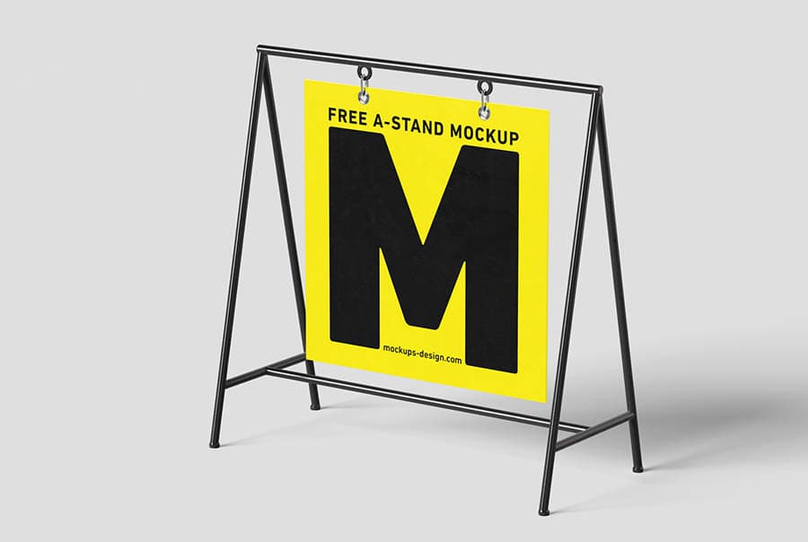 Modern hanging A-stand mockup