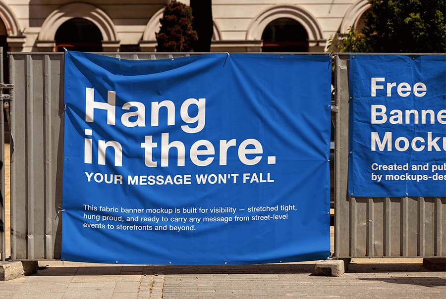 Outdoor fabric fence banner mockup