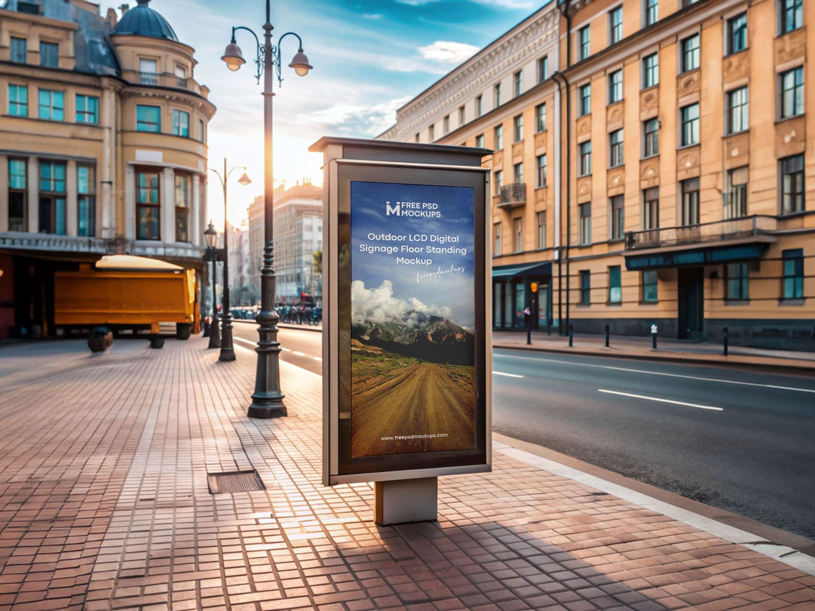 Free Outdoor LCD Digital Signage Floor Standing Mockup