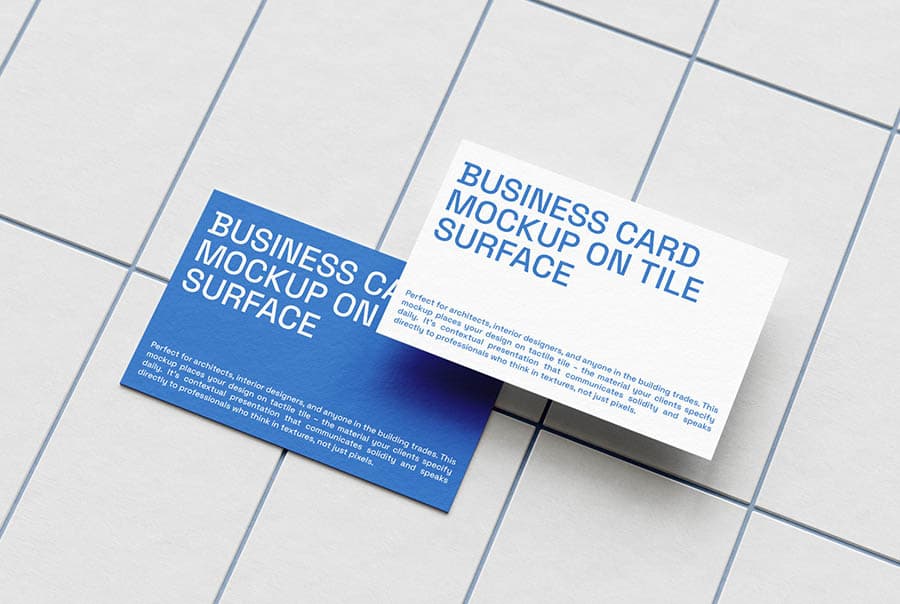 Tiled surface business card mockup