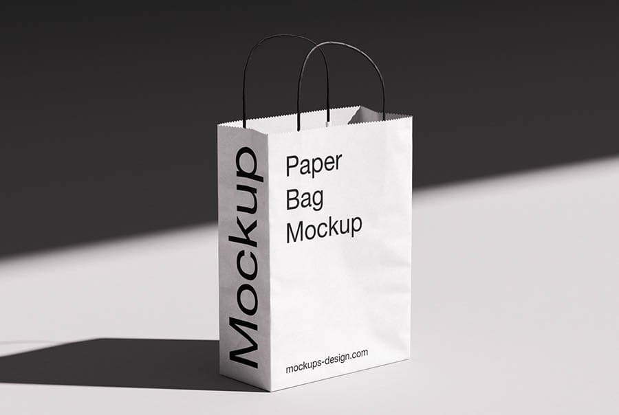 Twisted handle paper bag mockup