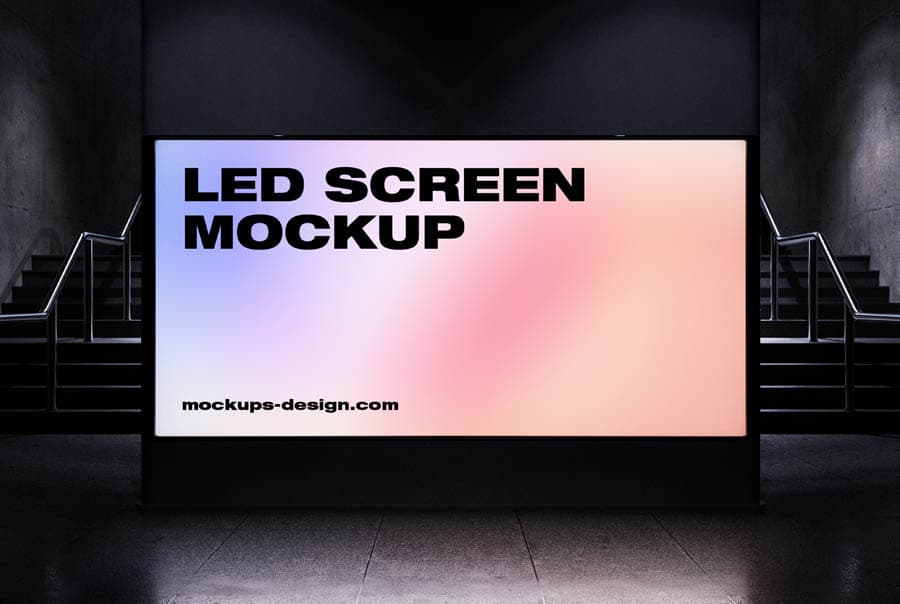 Underground LED screen billboard mockup