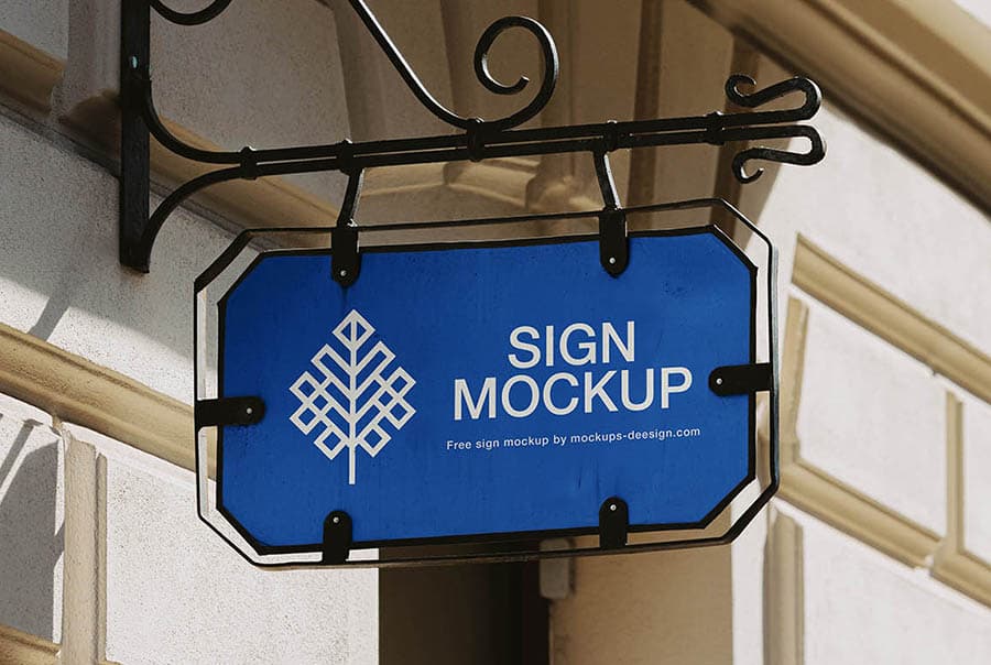 Vintage wall signboard mockup