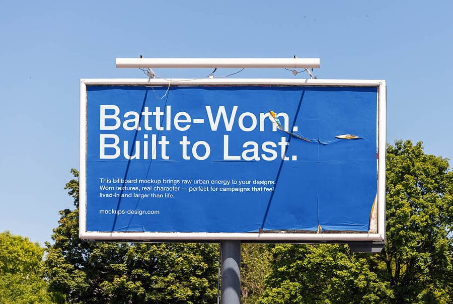 Weathered roadside billboard mockup