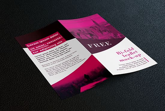 Free bi fold DL leaflet mockup