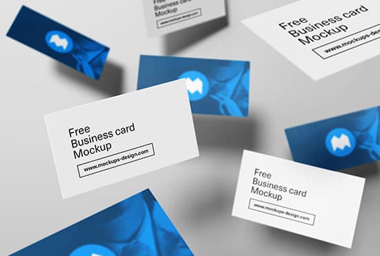 Free floating business cards mockup