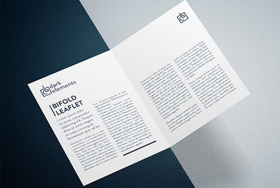 Dark Elements / Bifold Leaflet Mockup