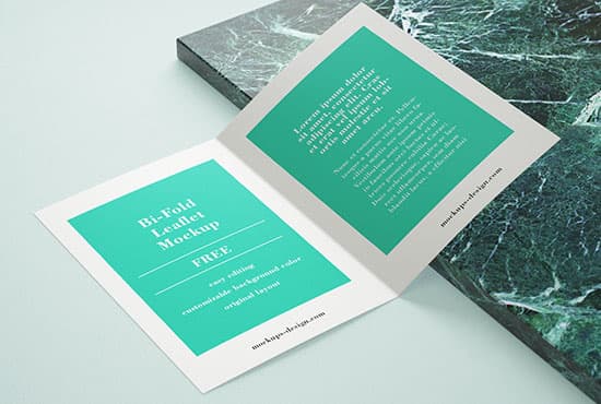 Free bi-fold leaflet mockup