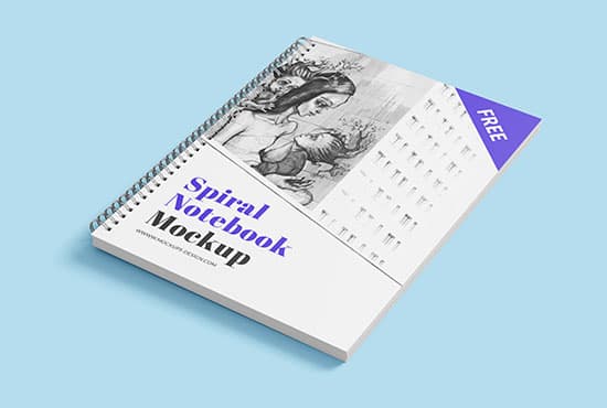 Free spiral notebook mockup