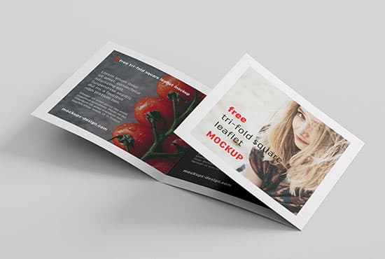 Free square trifold leaflet mockup