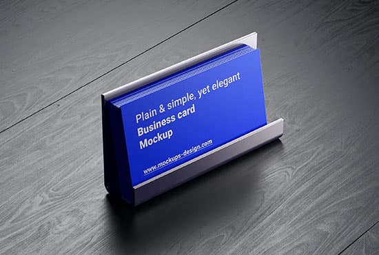 Business cards on dark wood mockup