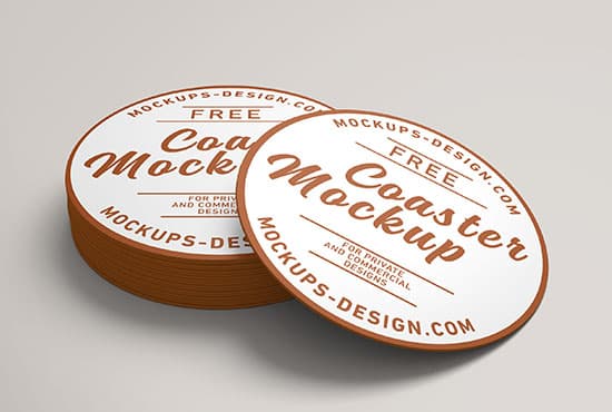 Free round coaster mockup