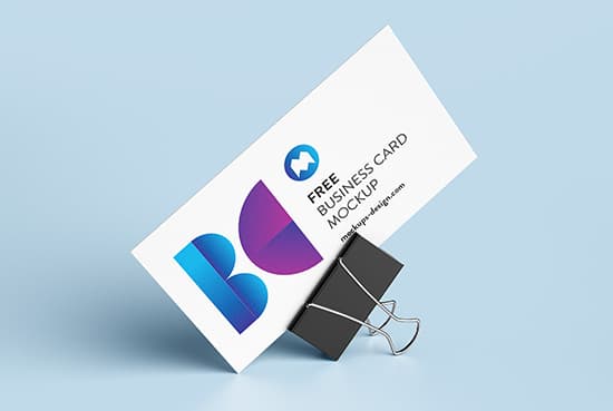 Business card with foldback clip mockup