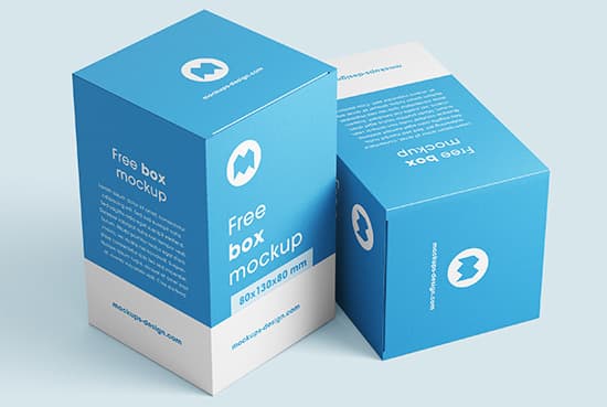 Free box mockups / 80x130x80 mm