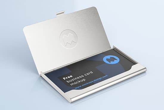 Free business card holder mockup