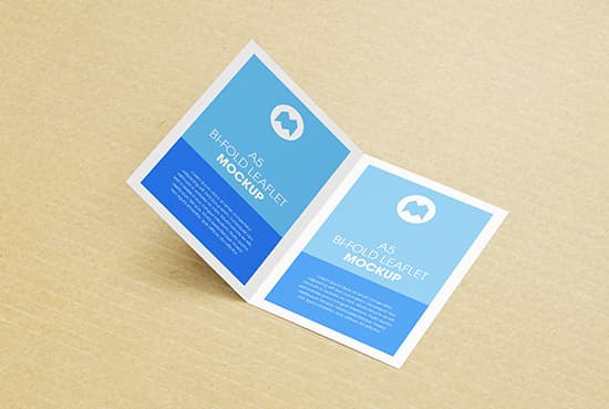 Free A5 bi-fold leaflet mockup