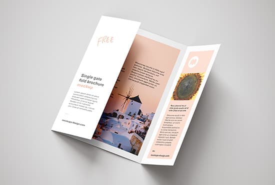 Free single gate fold brochure mockup