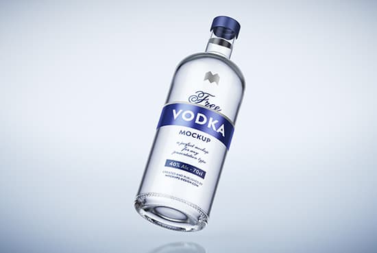 Free vodka bottle mockup