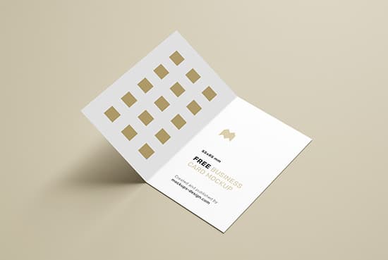 Free folded business cards mockup / 85x55mm