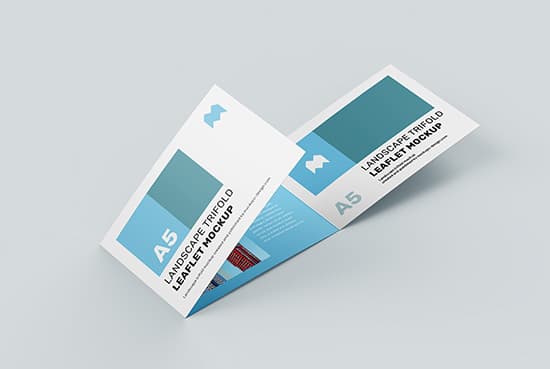 Free landscape trifold leaflet mockup