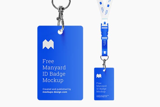 Free lanyard ID badge mockup