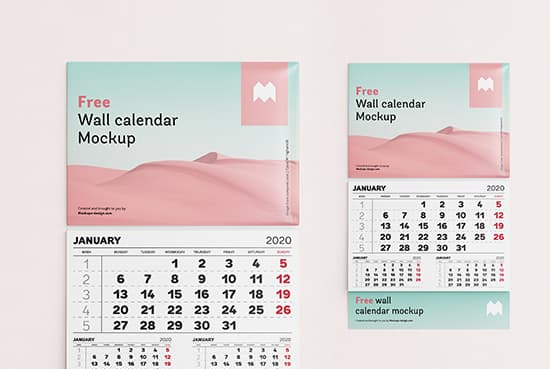 Free single panel wall calendar mockup