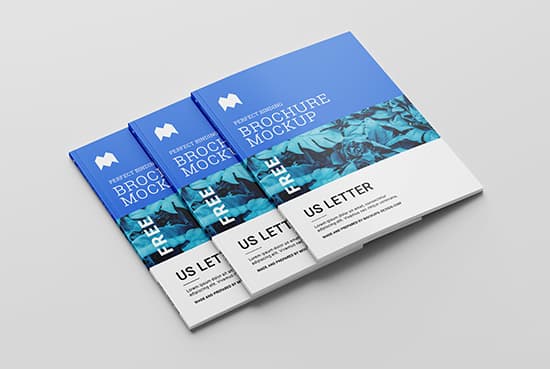 Free US letter perfect binding brochure mockup