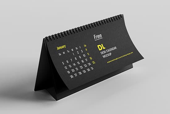 Free DL desktop calendar mockup