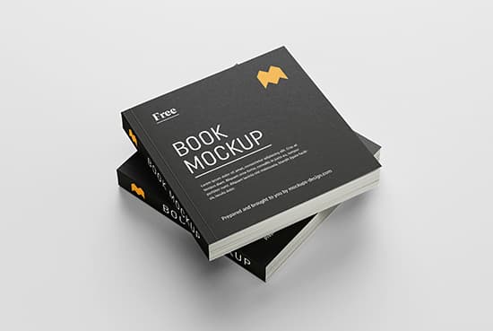 Free square book mockup