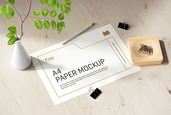Free A4 paper mockup