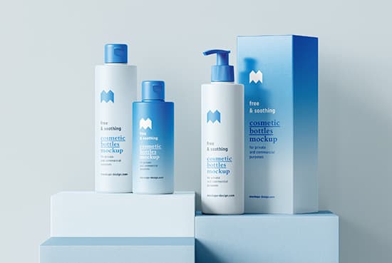 Free cosmetic bottles mockup