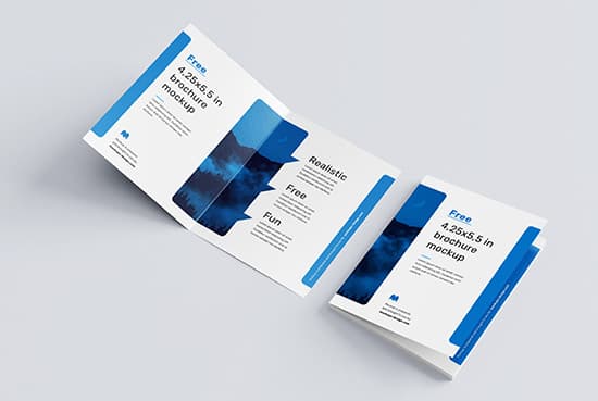 Free bifold brochure mockup / 4.25×5.5 in