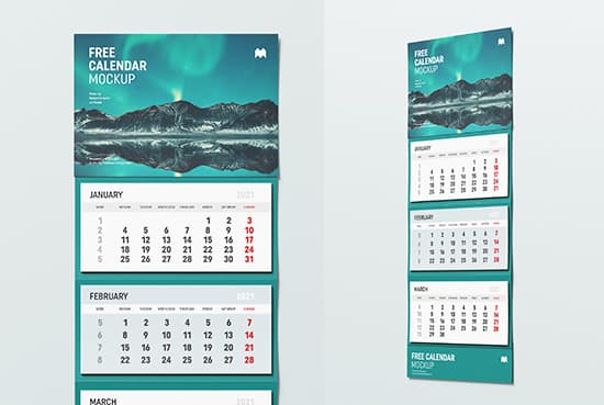 Free wall calendar mockup