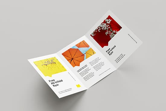 Free A5 trifold flyer mockup